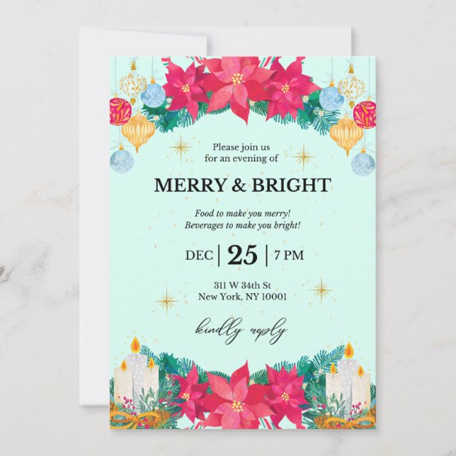 Christmas Party Invitation Festive Holiday (Front)