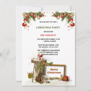 Christmas Party Invitation   Festive pine Design