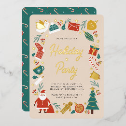 Christmas Party Invitation Foil Holiday Card