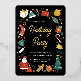 Christmas Party Invitation Foil Holiday Card