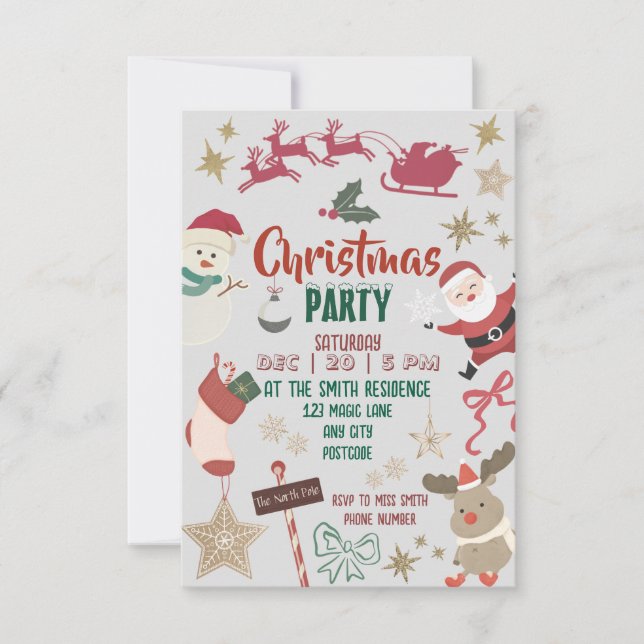 Christmas party invitation for kids and families (Front)