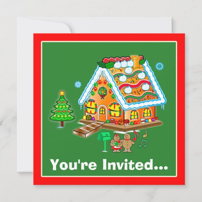 Christmas Party Invitation: Gingerbread House Invitation (Front)