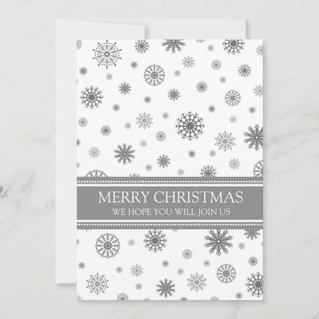 Christmas Party Invitation Grey Snow (Front)