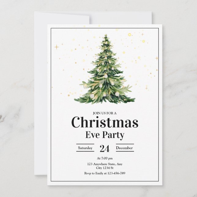 Christmas Party Invitation, Holiday dinner Party  Invitation (Front)