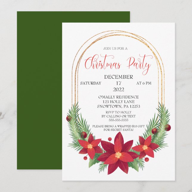 CHRISTMAS PARTY INVITATION, HOLIDAY PARTY INVITATION (Front/Back)