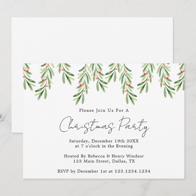 Christmas Party Invitation, Holiday Party Invites (Front/Back)
