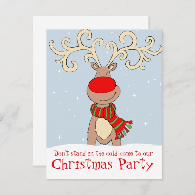 Christmas party invitation light blue (Front/Back)
