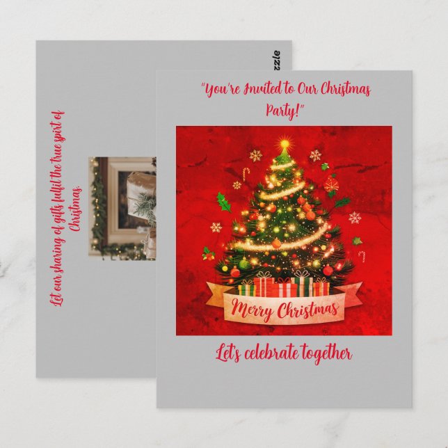 Christmas Party Invitation Postcard (Front/Back)