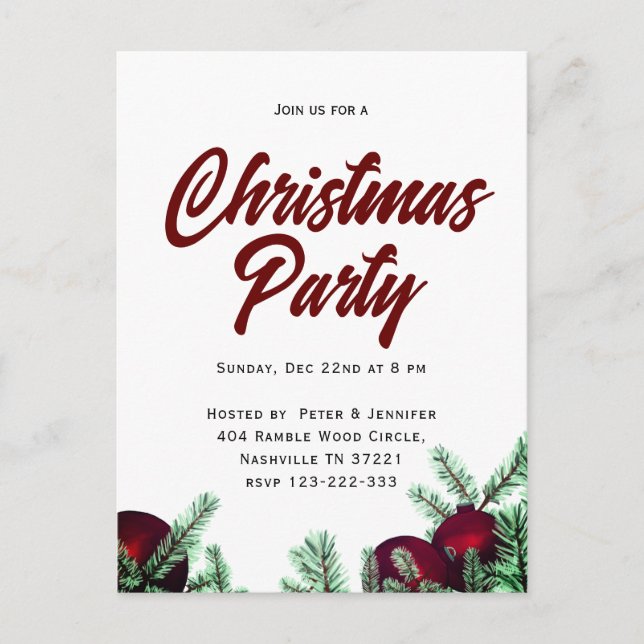 Christmas Party Invitation Postcards (Front)