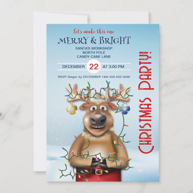 Christmas Party Invitation | Reindeer (Front)