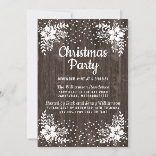 Christmas Party Invitation Rustic Country Floral