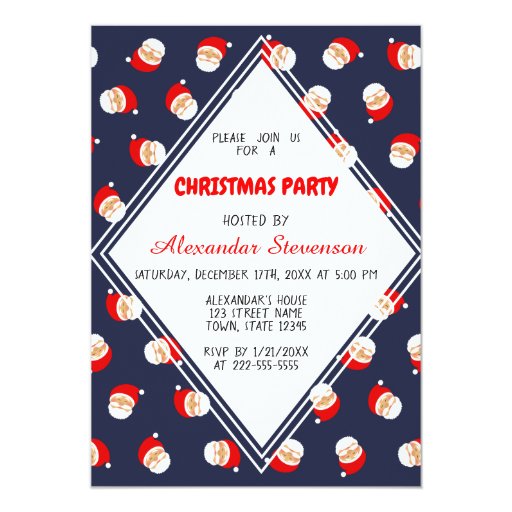 Image of Christmas Party Invitation | Santa Claus Pattern