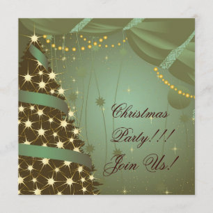 Christmas Party  Invitation Tree and Curtain