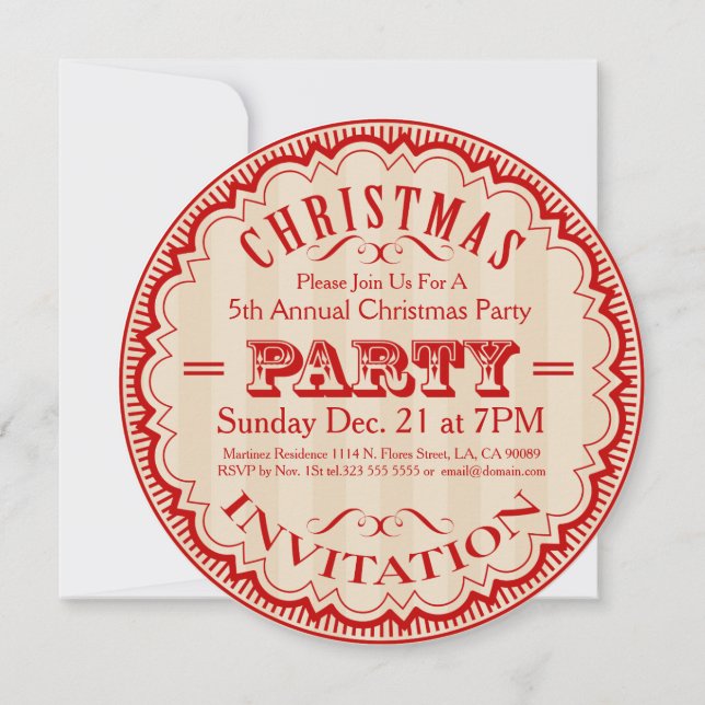 Christmas Party Invitation Typographical Design (Back)