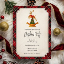 Christmas Party Invitation | Vintage Reindeer Slei