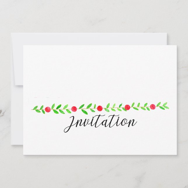Christmas Party Invitation, watercolor Christmas Invitation (Front)