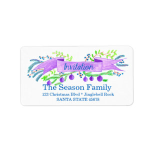 Christmas Party Invitation, watercolor Christmas Label