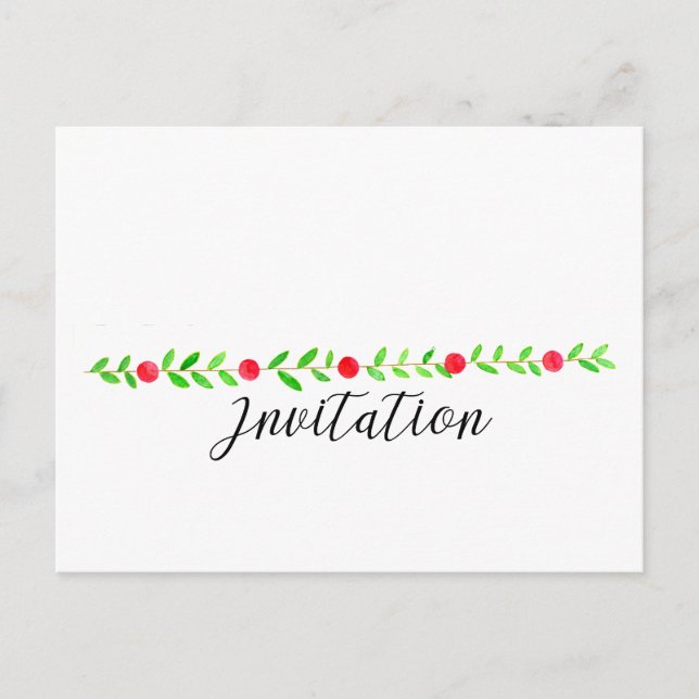 Christmas Party Invitation, watercolor Christmas Postcard (Front)