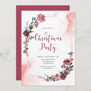 Christmas party Invitation   Winter floral wreath