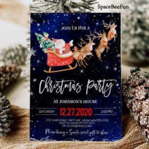 Christmas party invitation Winter Santa Reindeer