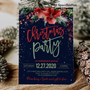 Christmas party invitation Winter Winterberry