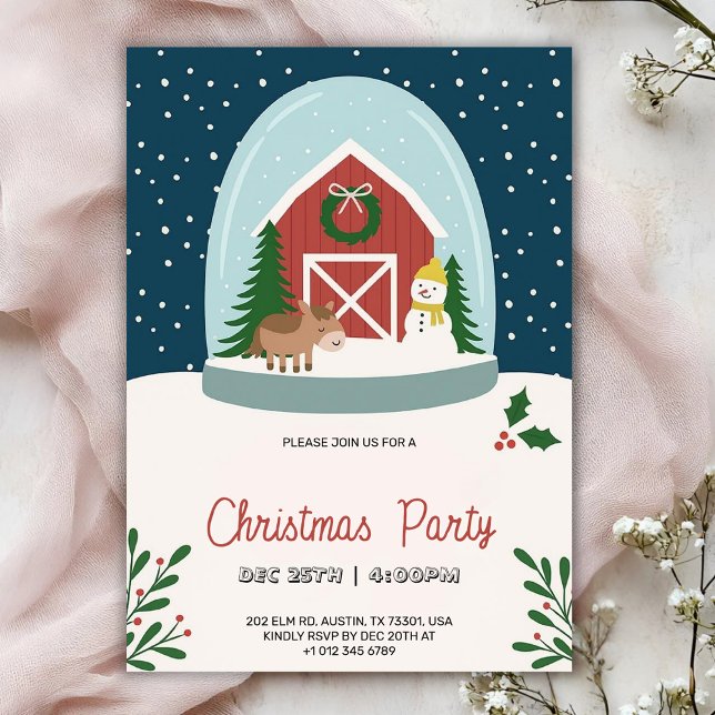Christmas party Invitation with a cozy barn (Creator Uploaded)