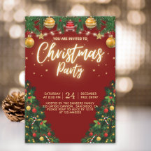 Christmas Party Invitation with Shining Yellow