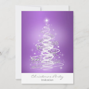 Christmas party invitation with Tree Purple