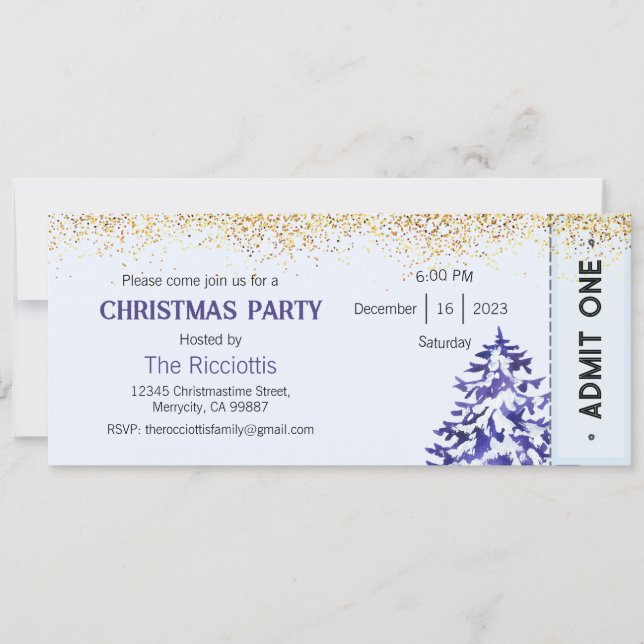 Christmas Party Invitation, Xmas Invite (Front)