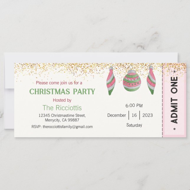 Christmas Party Invitation, Xmas Invite (Front)