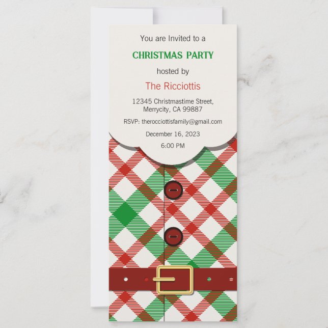 Christmas Party Invitation, Xmas Invite (Front)
