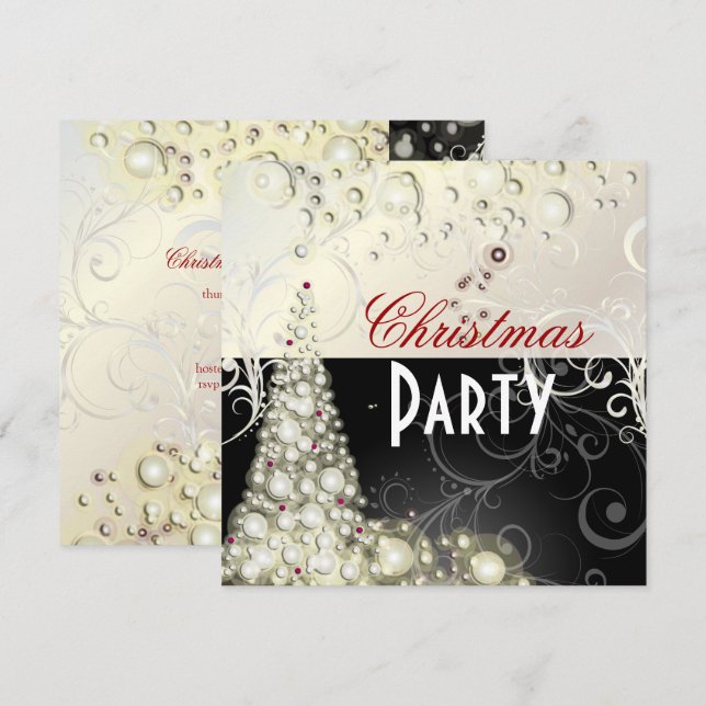Christmas Party invitations, champagne bubbles Invitation (Front/Back)