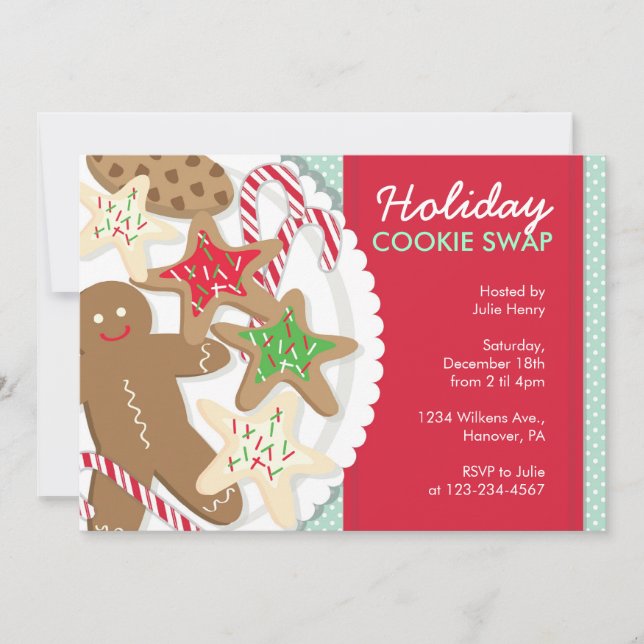 Christmas Party Invitations Cookie Swap (Front)