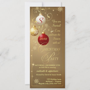 Christmas Party Invitations-Elegant Gold Monogram Invitation