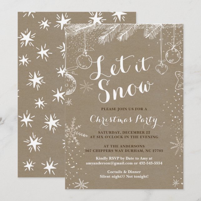 Christmas party invitations | Kraft paper cards (Front/Back)