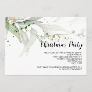 Christmas Party Invitations Modern Eucalyptus