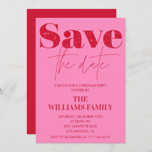Christmas Party  invitations Save the date Pink