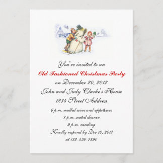 Christmas Party Invitations Vintage Snowman