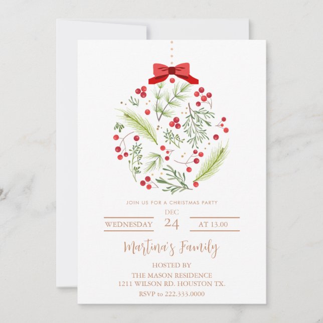 Christmas Party Invitations Xmas Holiday Party (Front)