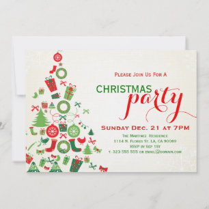 Christmas Party Invite Colourful Christmas Tree