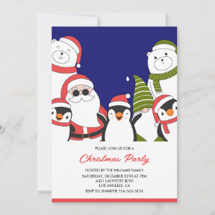 Christmas Party  invite Cool Santa Bear