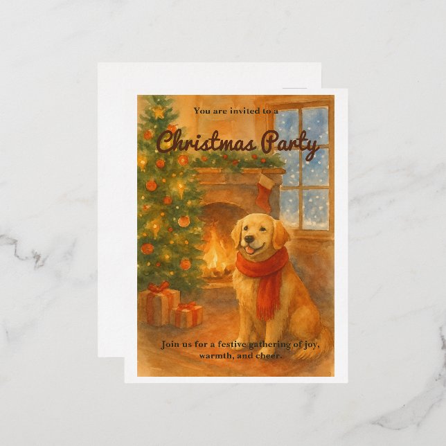 Christmas Party Invite · Cosy Dog Scene (Front/Back)