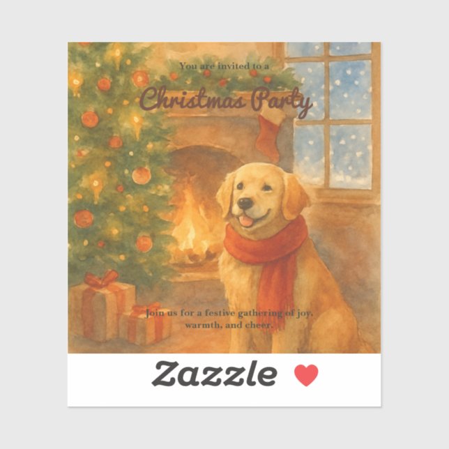 Christmas Party Invite · Cosy Dog Scene (Sheet)