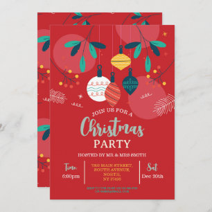 Christmas Party Invite Festive Party Bauble