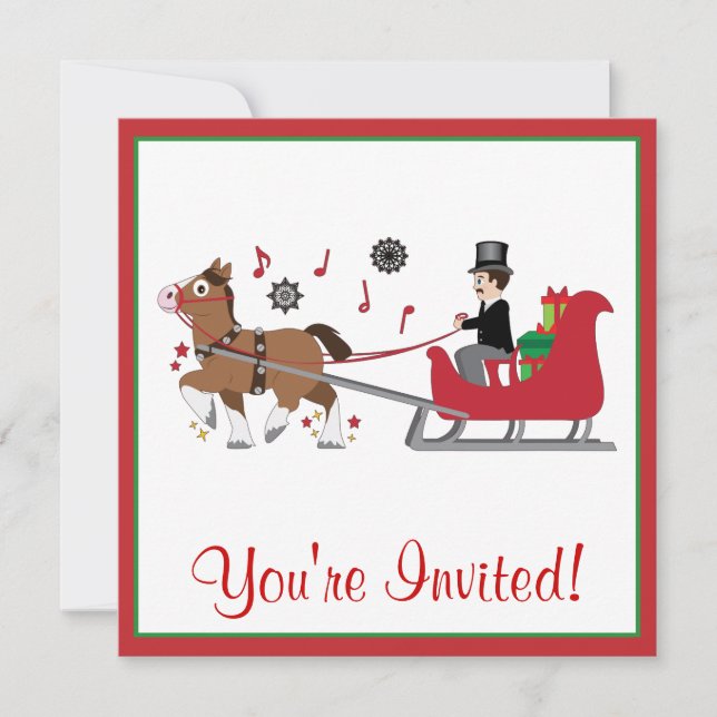 Christmas Party Invite Horse-Drawn Sleigh (Front)