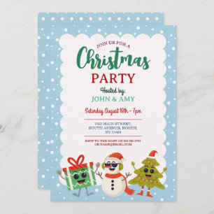 Christmas Party Invite Snowman Christmas Tree