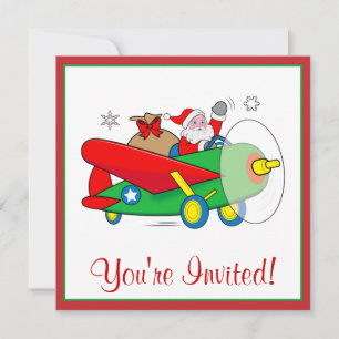 Christmas Party Invite with Santa Bringing Gifts