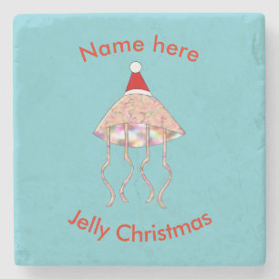 Christmas Party Jellyfish Custom Stone Coaster