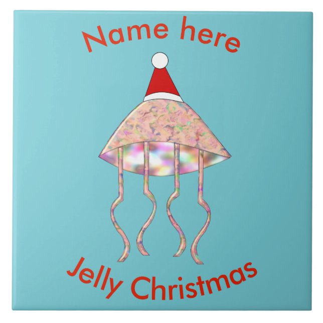 Christmas Party Jellyfish Custom Tile (Front)