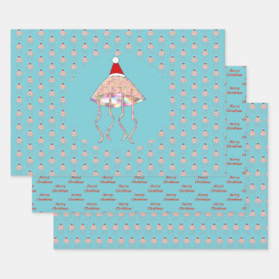 Christmas Party Jellyfish Custom Wrapping Paper Sheet